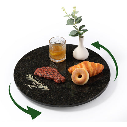 Koville 406 mm lazy susan for table serving in Black Pearl natural stone