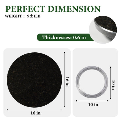 Koville 406 mm lazy susan for table serving in Black Pearl natural stone