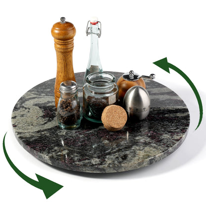 Koville 406 mm lazy susan for table serving in Blue Fantasy natural stone