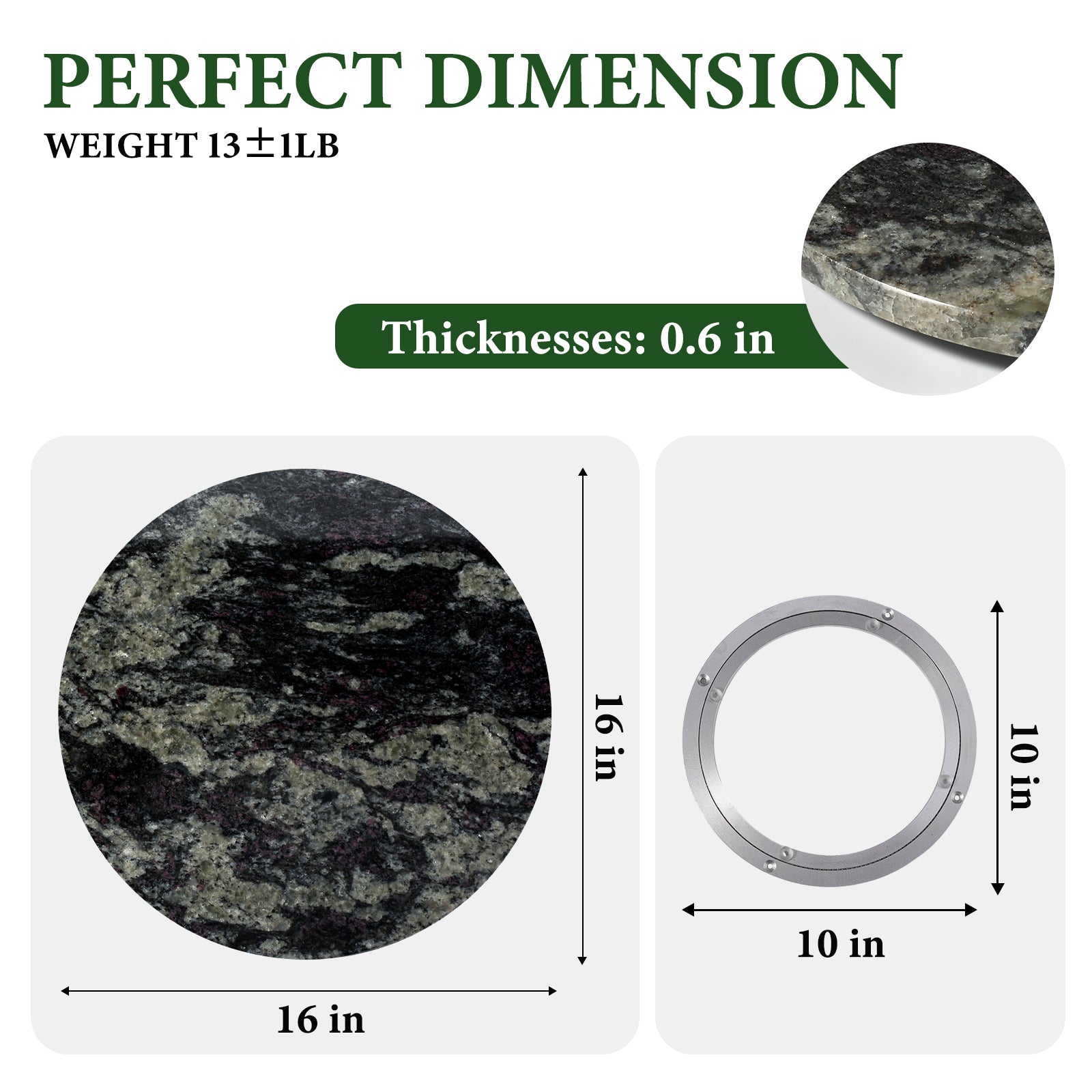 Koville 406 mm lazy susan for table serving in Blue Fantasy natural stone