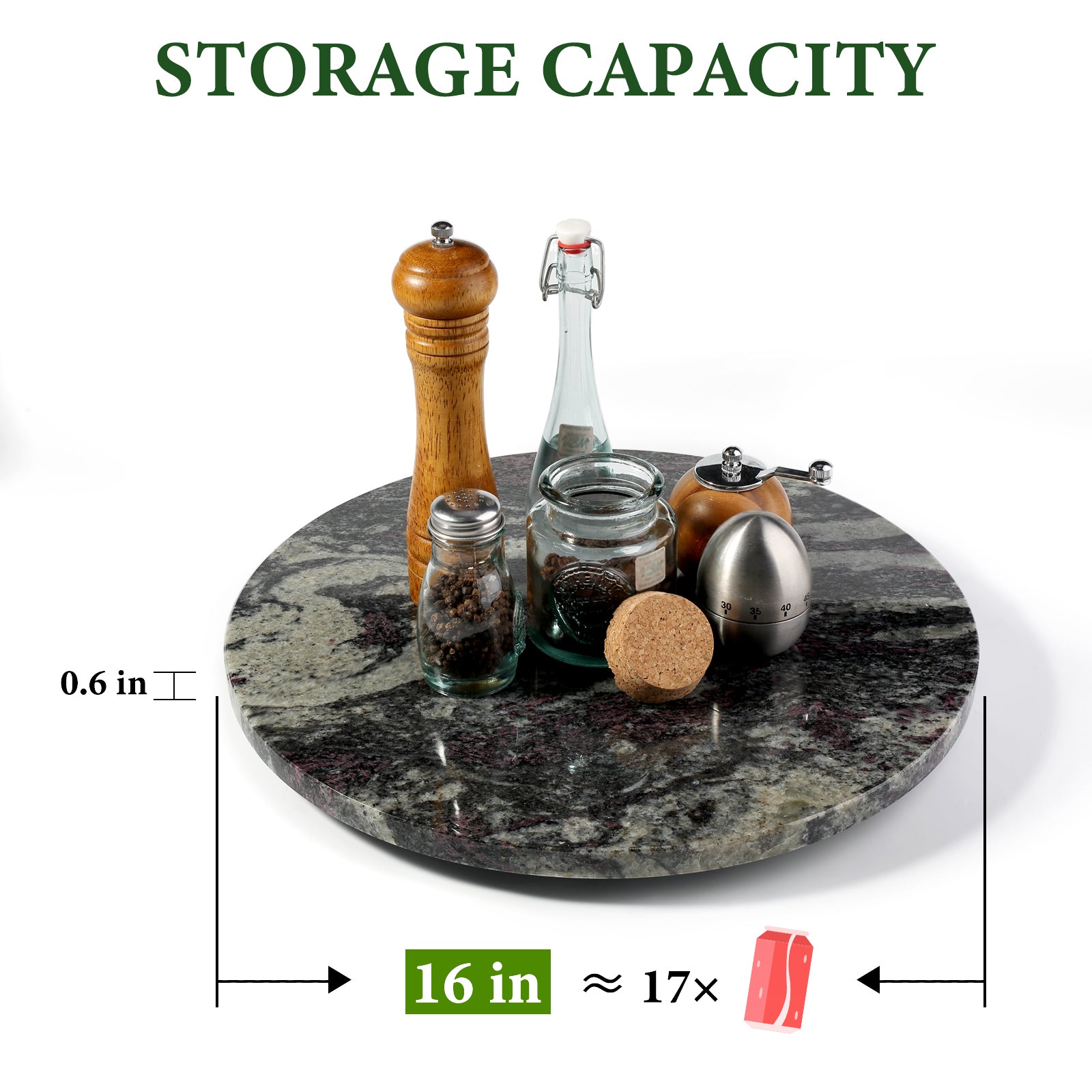 Koville 406 mm lazy susan for table serving in Blue Fantasy natural stone