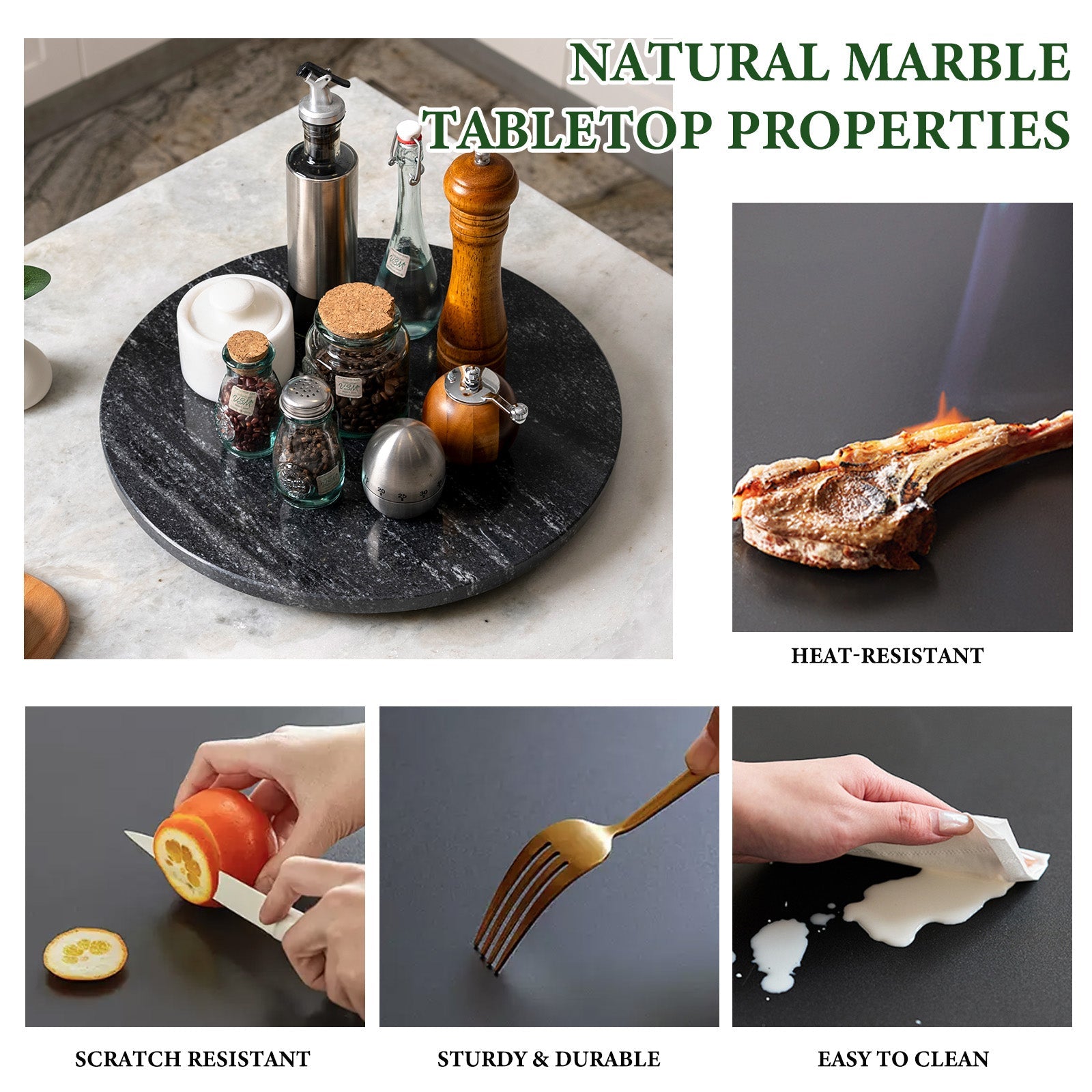 Koville 406 mm lazy susan for table serving in Via Lactea natural stone