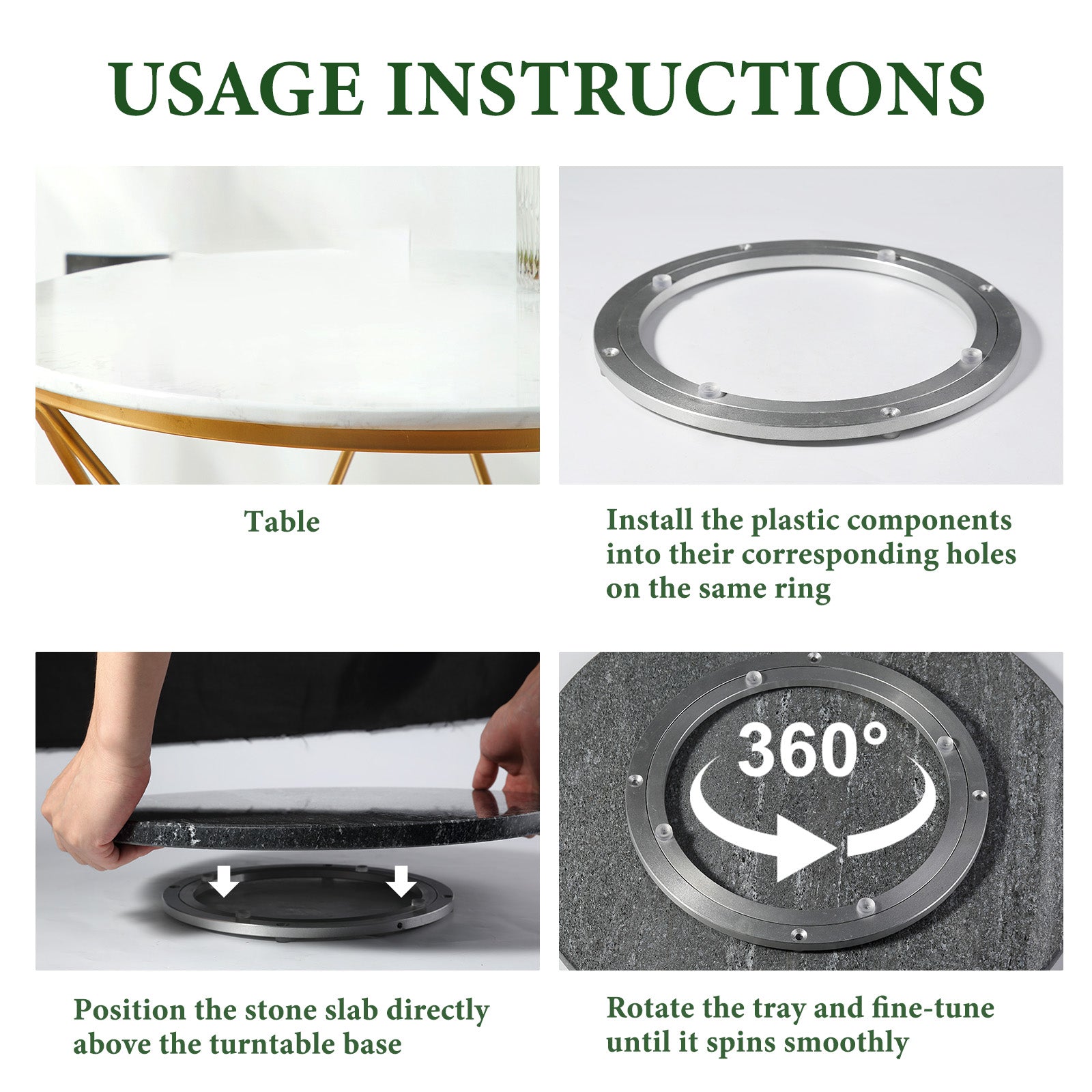 Koville 406 mm lazy susan for table serving in Via Lactea natural stone