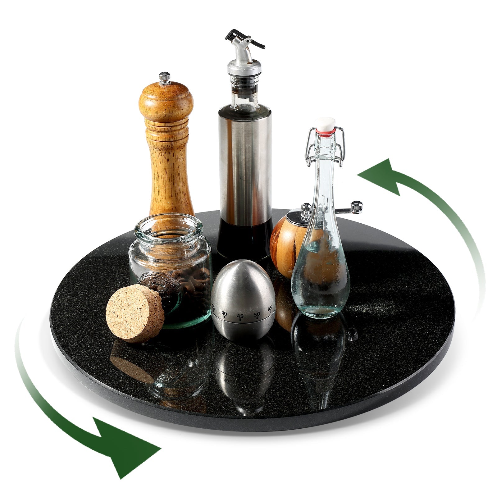 Koville 406 mm lazy susan for table serving in Zimbabwe Black natural stone