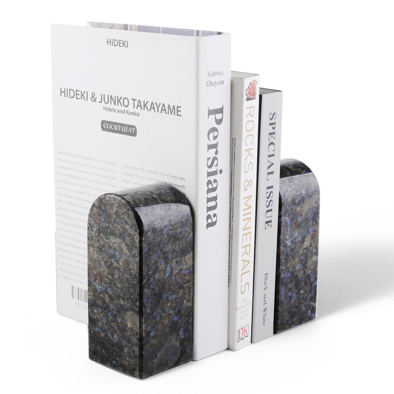 Koville medium triumphal arch bookends for shelf styling in Butterfly Blue natural stone