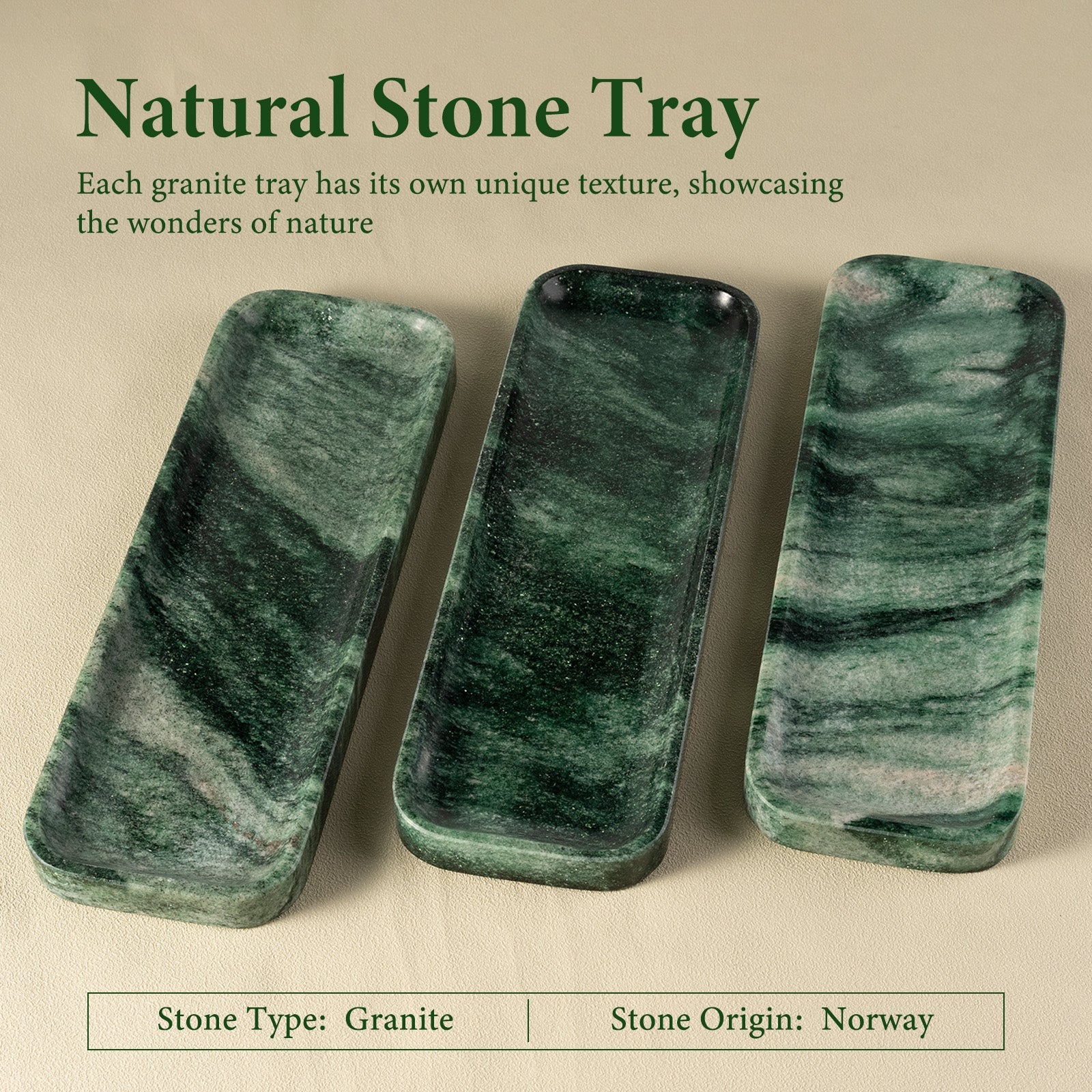 Koville Natural Stone One-Piece Square Trays in Verde Lapponia, product view 12