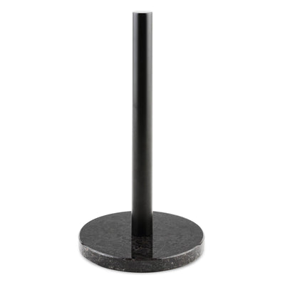 Koville Natural Stone Paper Towel Holder with Black Metal Rod, 5.9 in Base in natural stone