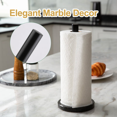 Koville Natural Stone Paper Towel Holder with Black Metal Rod, 5.9 in Base in natural stone