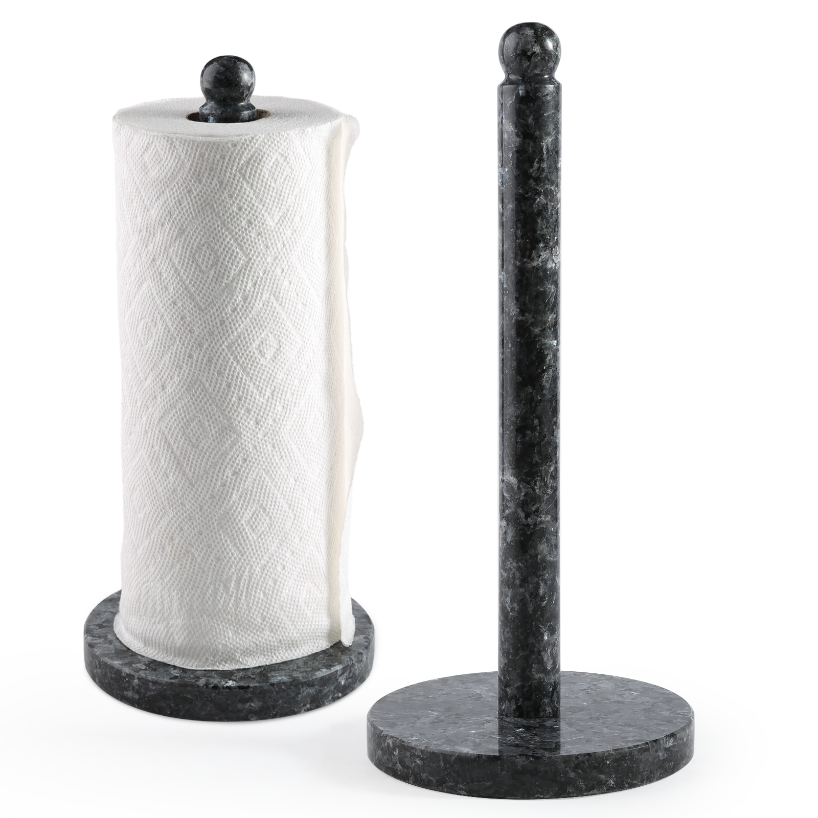 Koville Natural Stone Paper Towel Holder with Stone Rod, 5.9 in Base in natural stone