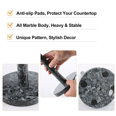 Koville Natural Stone Paper Towel Holder with Stone Rod, 5.9 in Base in natural stone