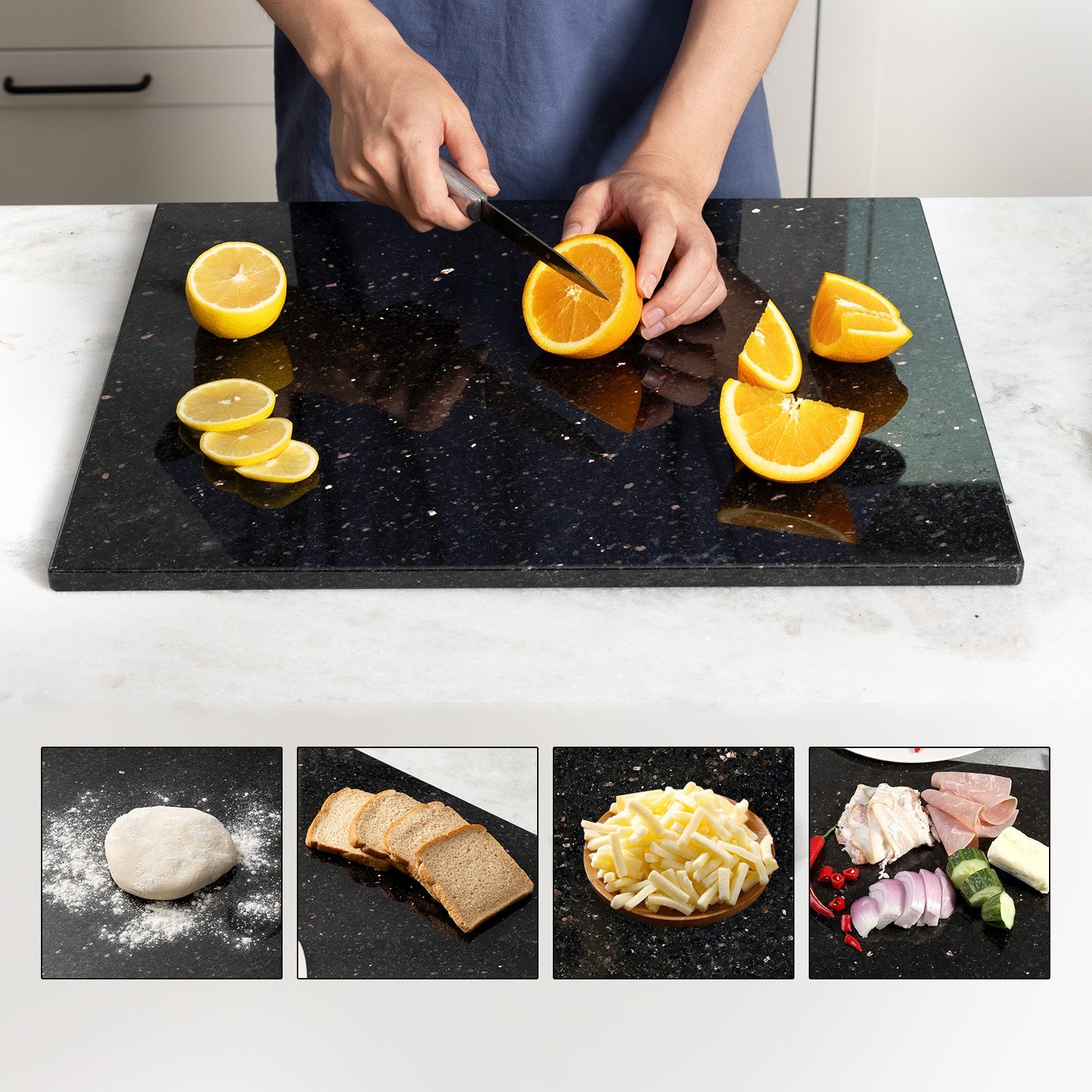 Koville natural stone pastry board in Black Galaxy