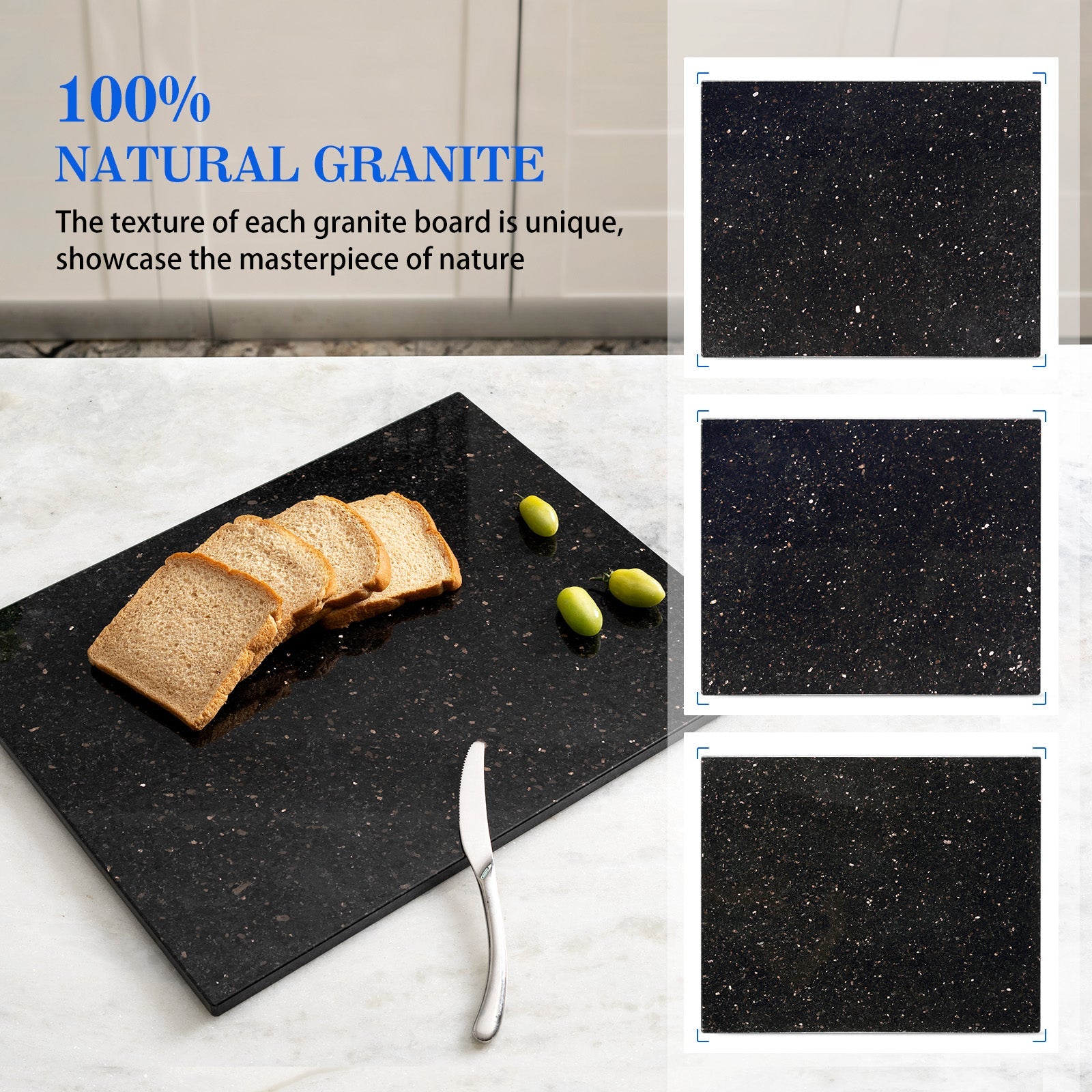 Koville natural stone pastry board in Black Galaxy