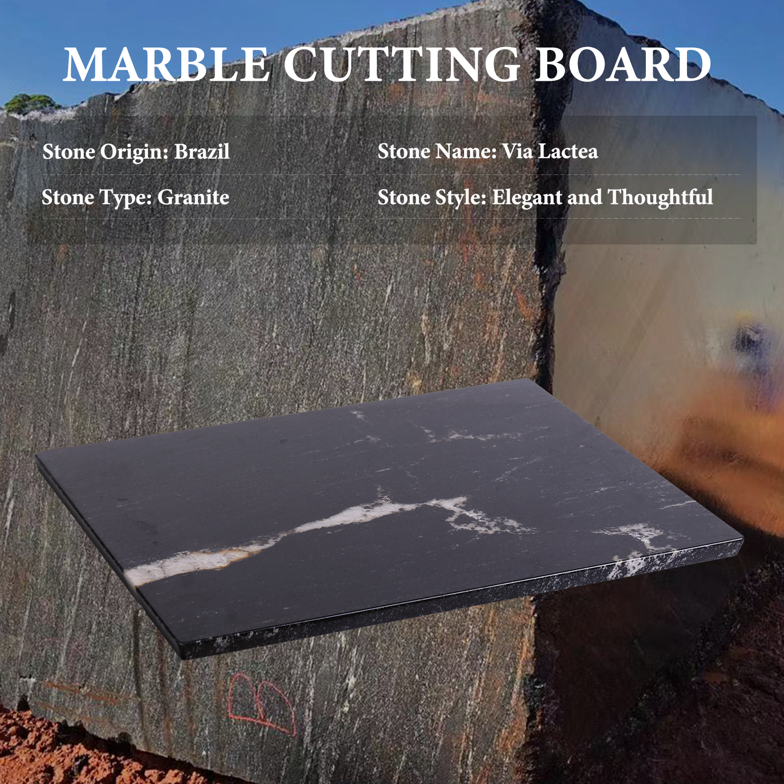 Koville natural stone pastry board in Via Lactea