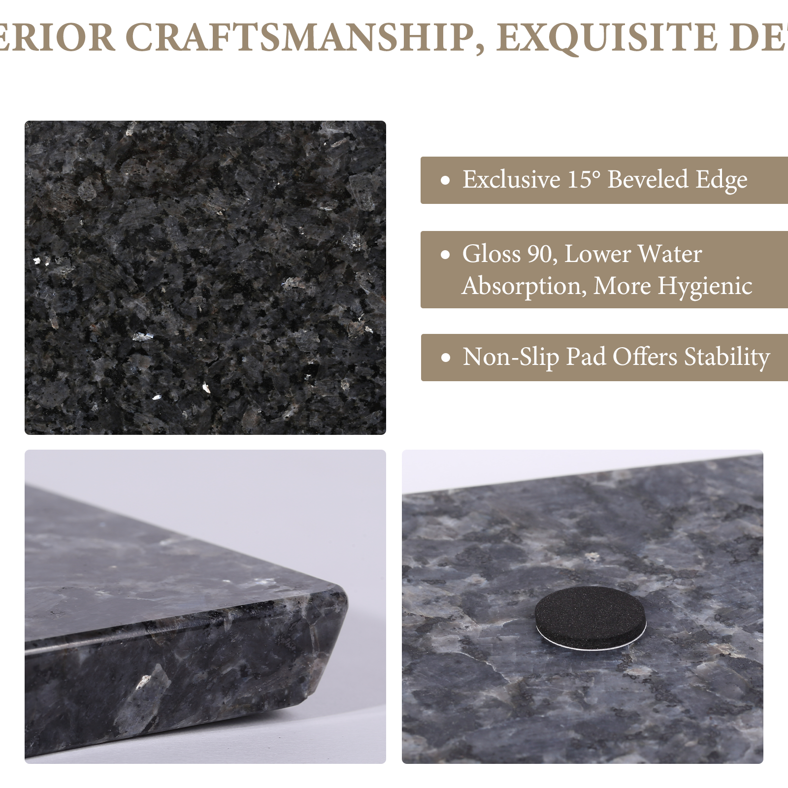 Koville natural stone pastry board in Blue Pearl