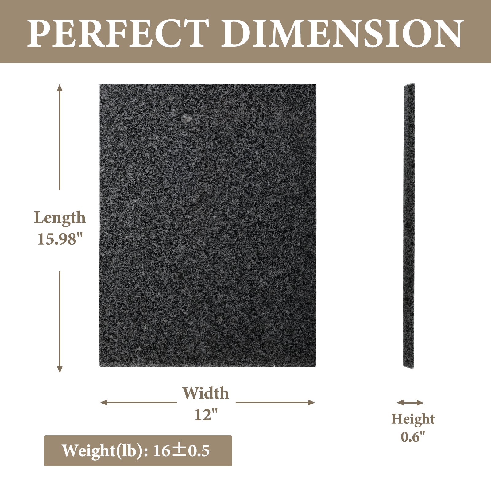 Koville natural stone pastry board in Sesame Black (F)