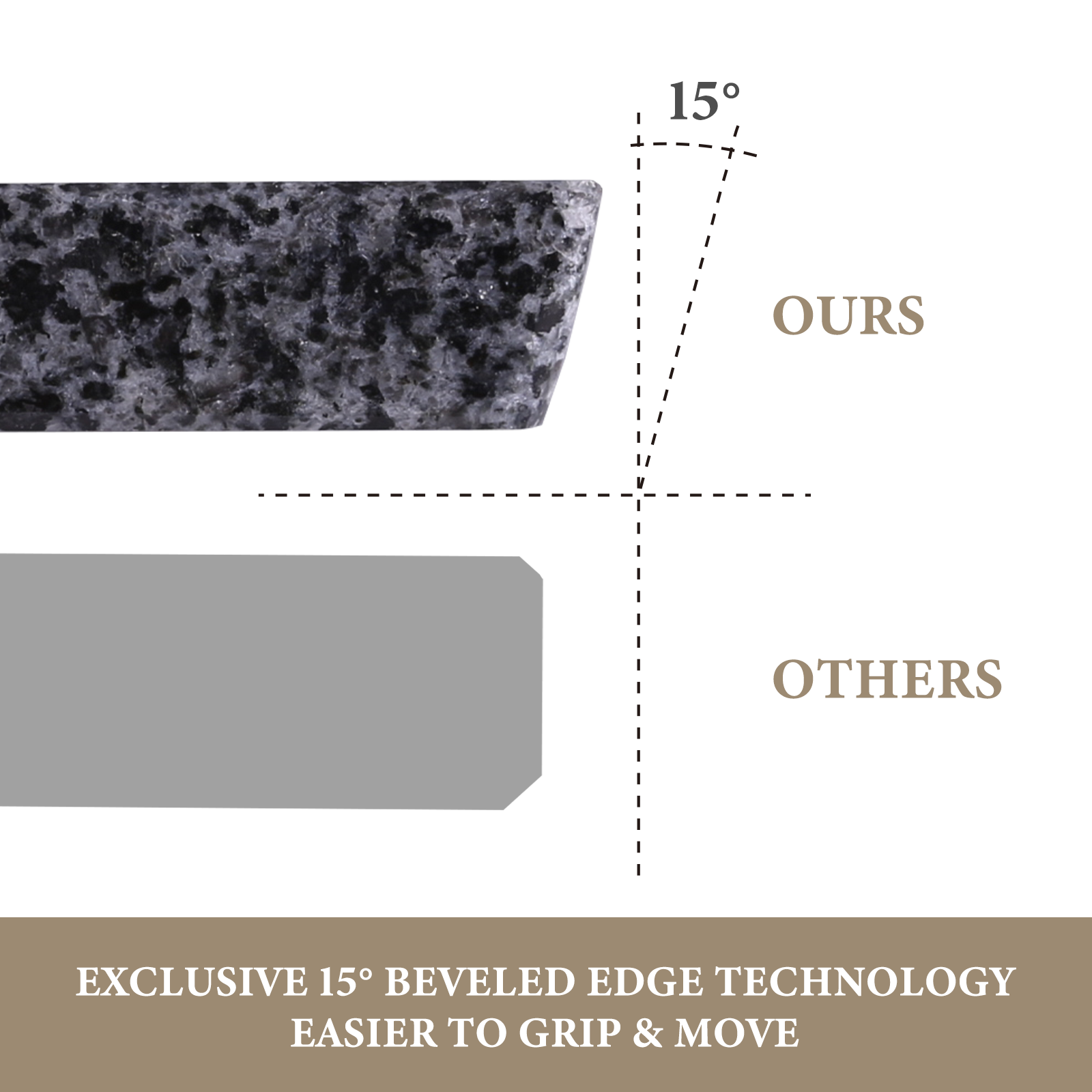 Koville natural stone pastry board in Sesame Black (F)