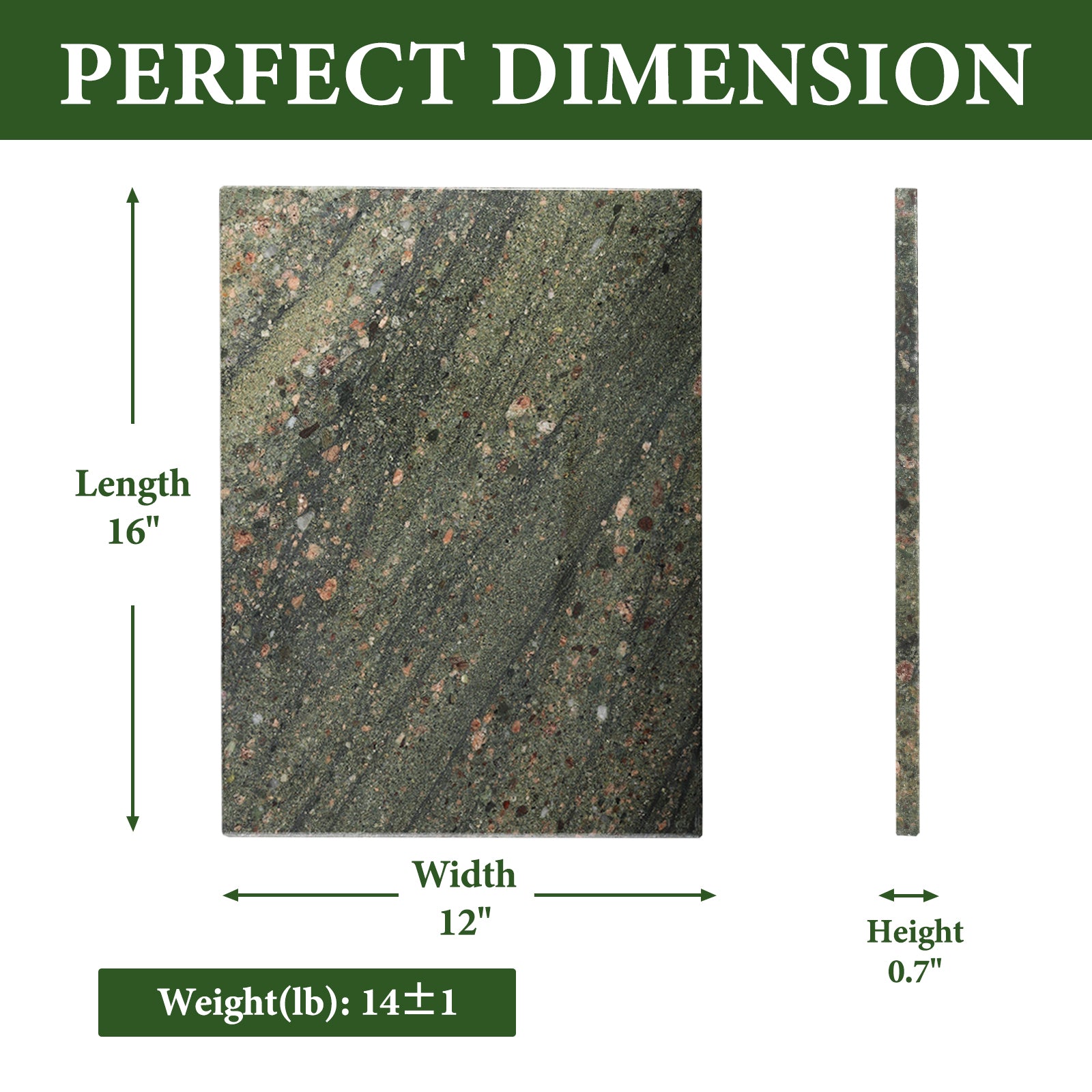 Koville natural stone pastry board in Wild West Green
