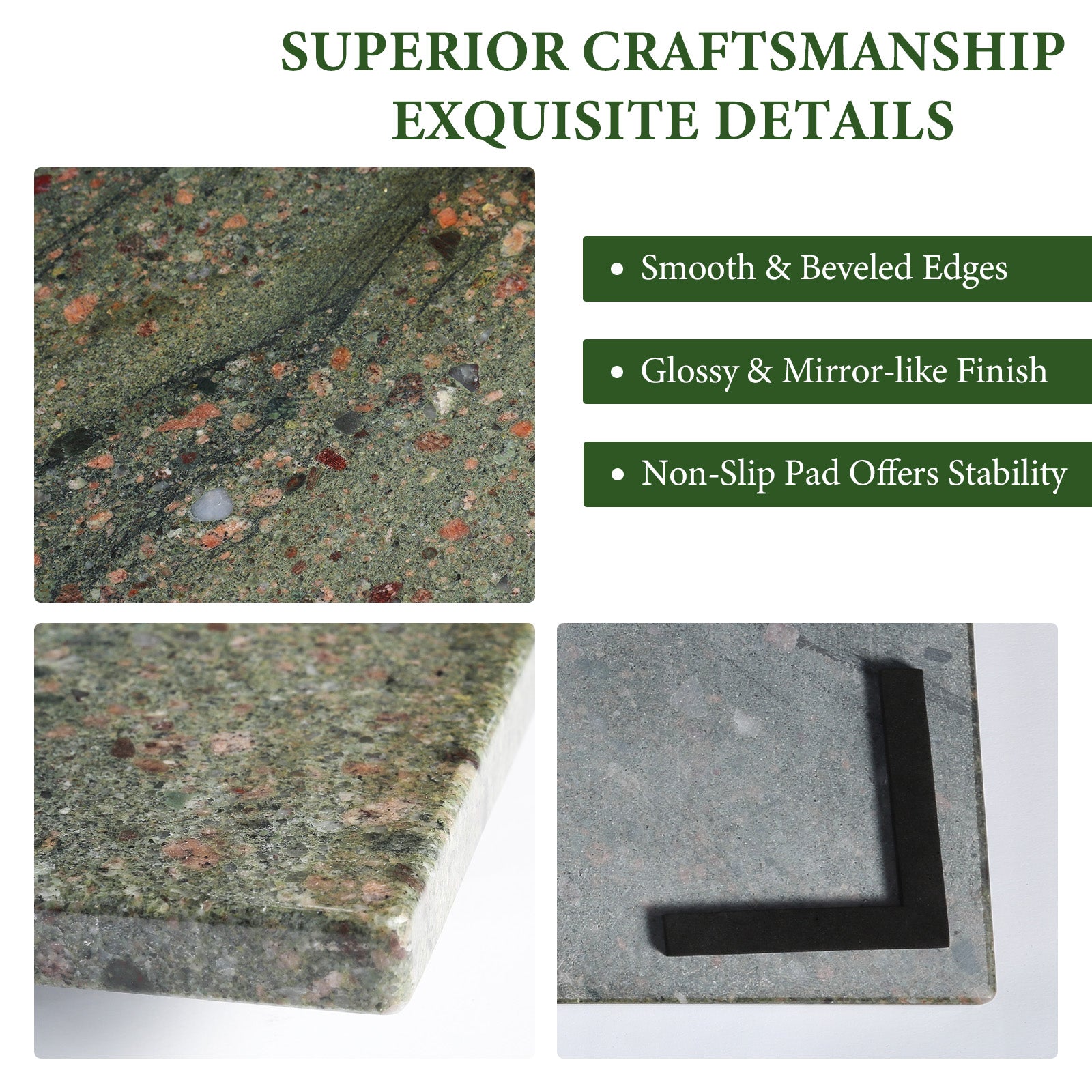 Koville natural stone pastry board in Wild West Green