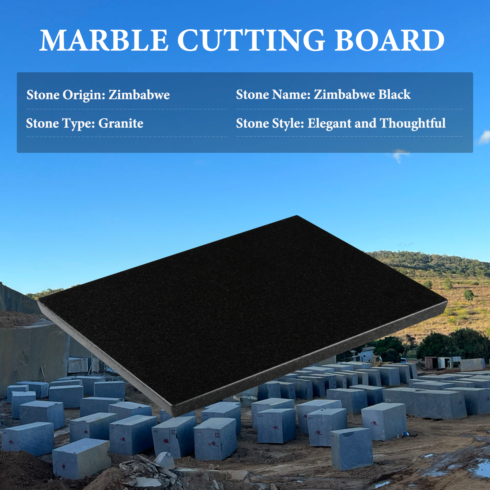 Koville natural stone pastry board in Zimbabwe Black