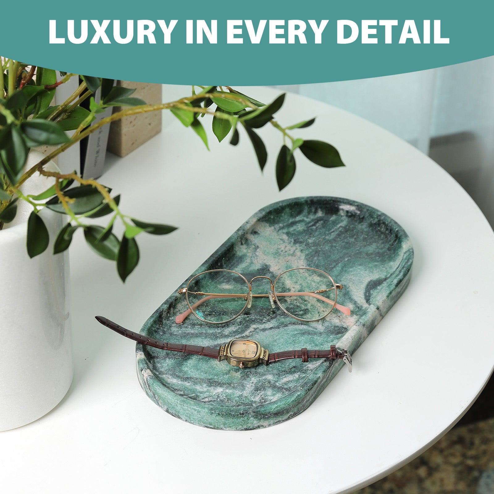 Koville natural stone runway storage tray, 305 x 152 mm