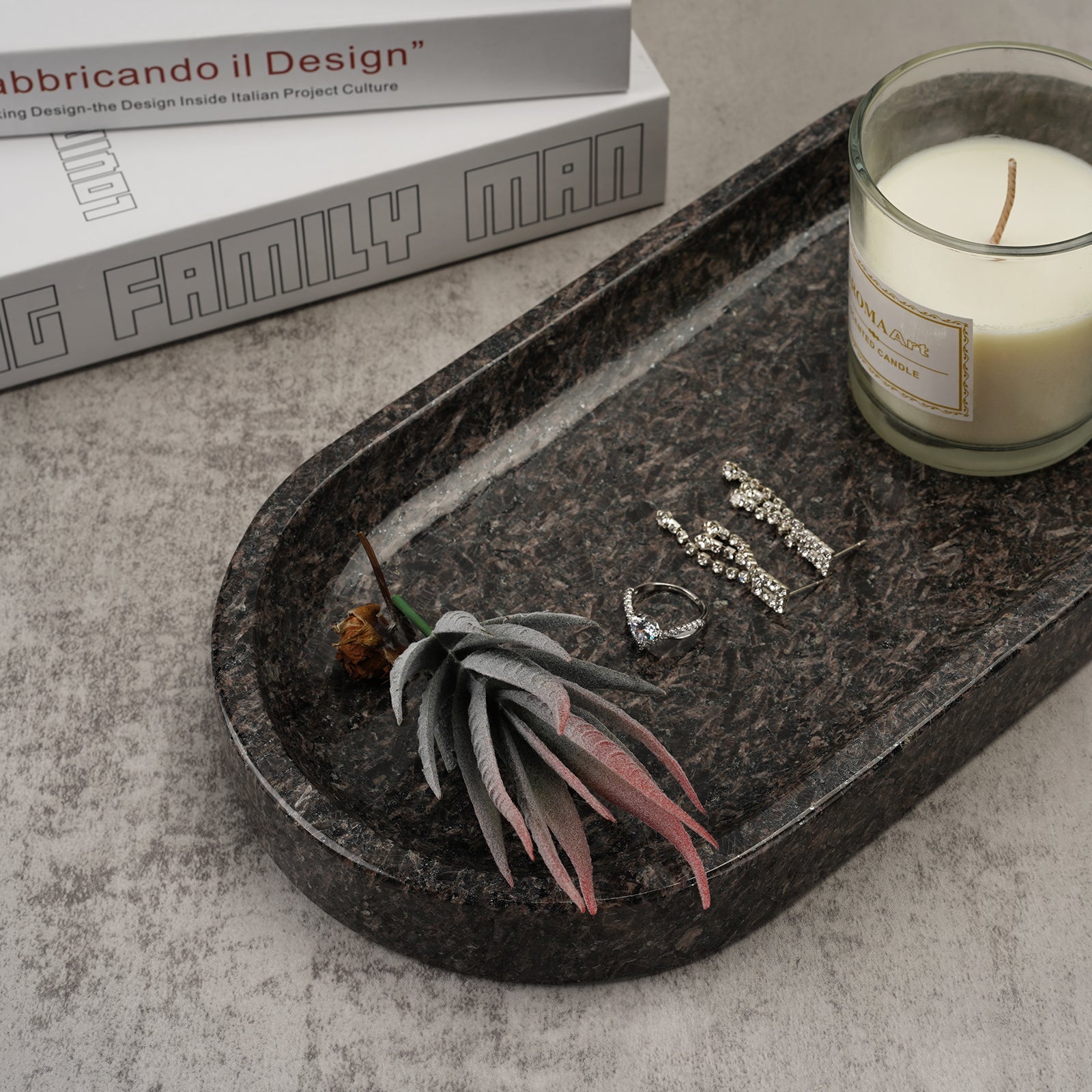 Koville natural stone runway storage tray, 305 x 152 mm