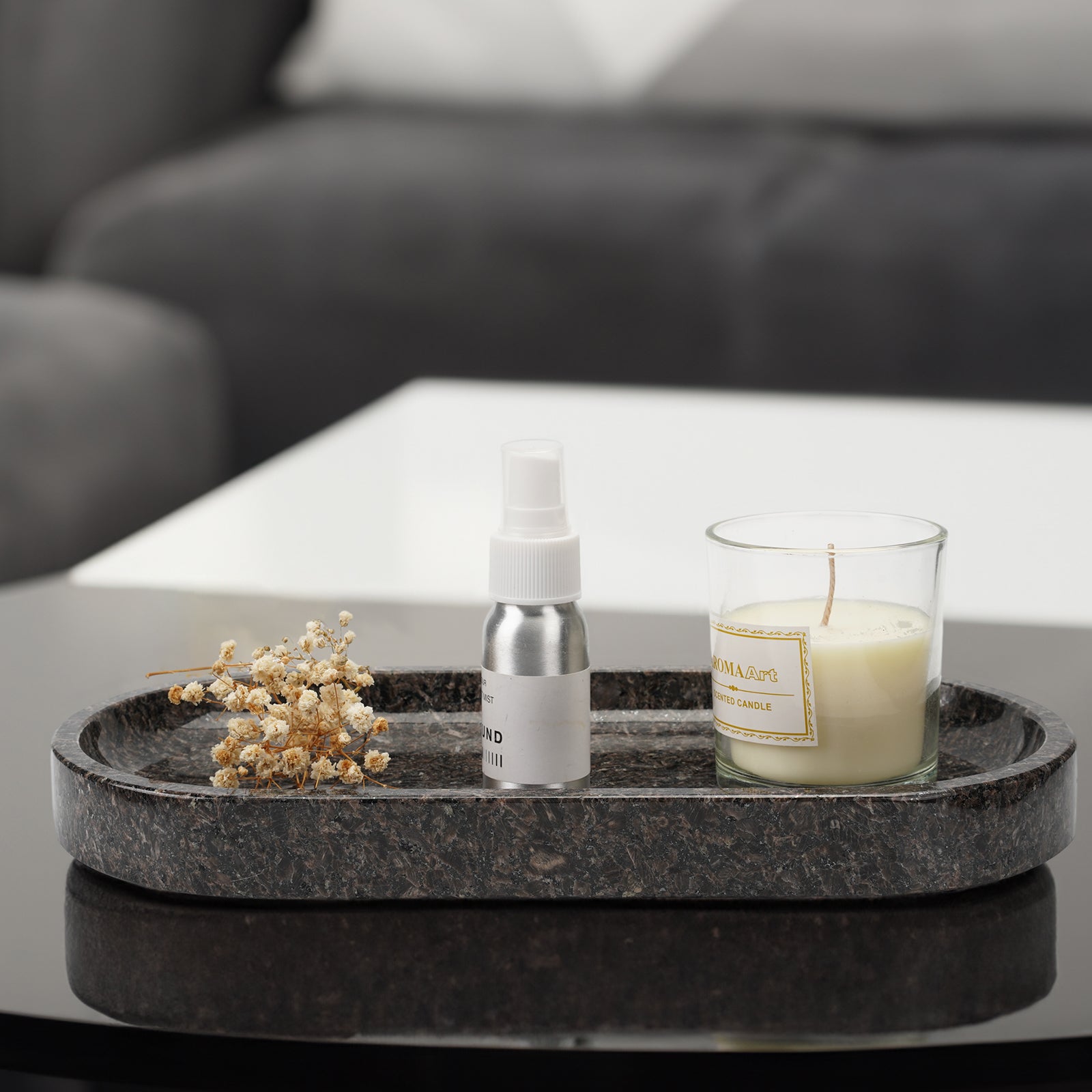 Koville natural stone runway storage tray, 305 x 152 mm