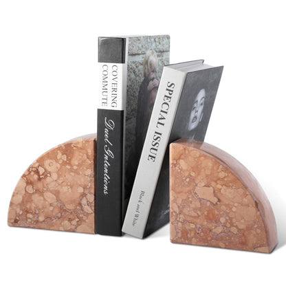 Koville Natural Stone Sailboat Bookend Set for Shelf Styling in Perlino Rosato - crafted stone profile