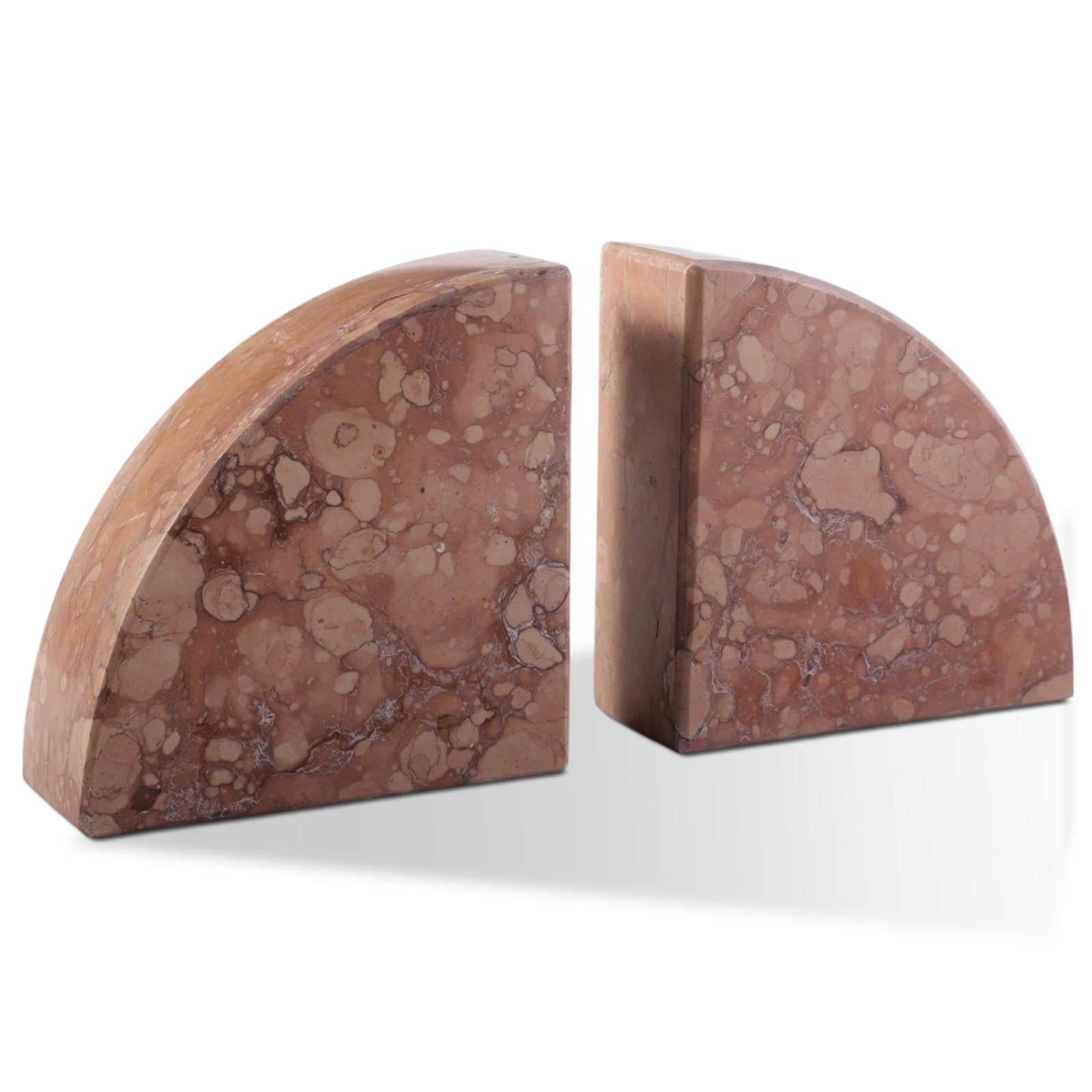 Koville Natural Stone Sailboat Bookend Set for Shelf Styling in Perlino Rosato - product presentation