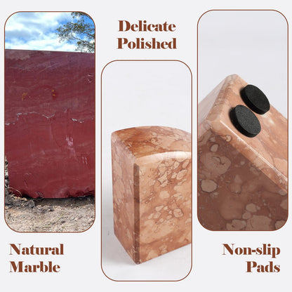 Koville Natural Stone Sailboat Bookend Set for Shelf Styling in Perlino Rosato - crafted stone profile