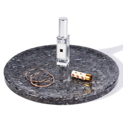 Koville round serving tray in multiple sizes for table styling in Blue Pearl natural stone