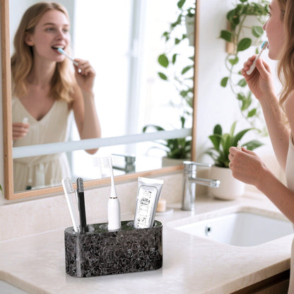 Koville Natural Granite natural stone toothbrush holder in Marron Bahia for bathroom vanity