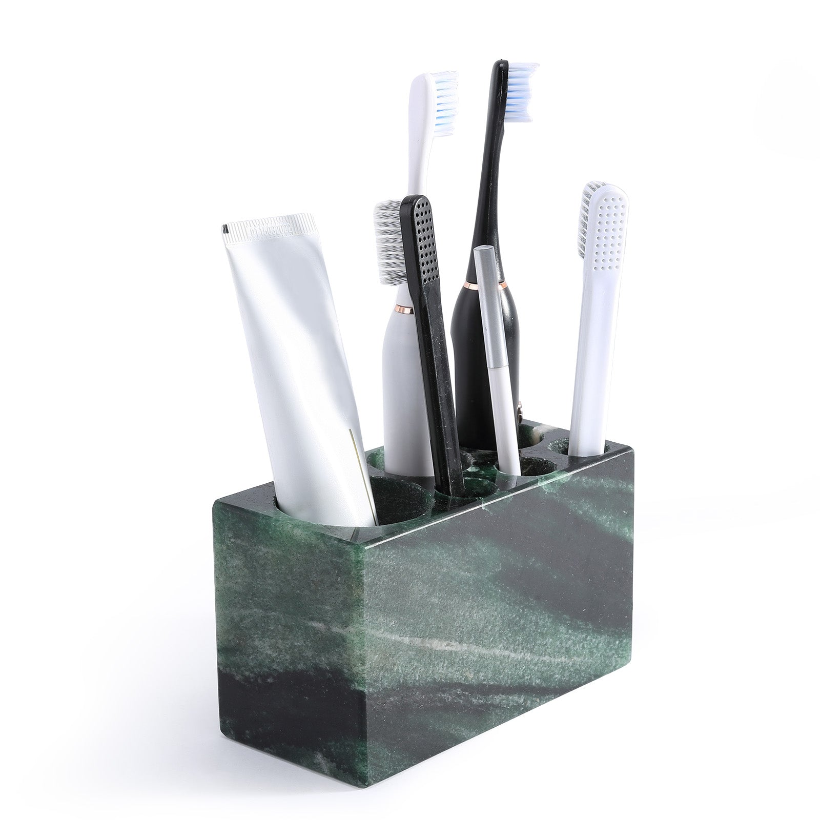 Koville Natural Granite natural stone toothbrush holder in Verde Lapponia for bathroom vanity