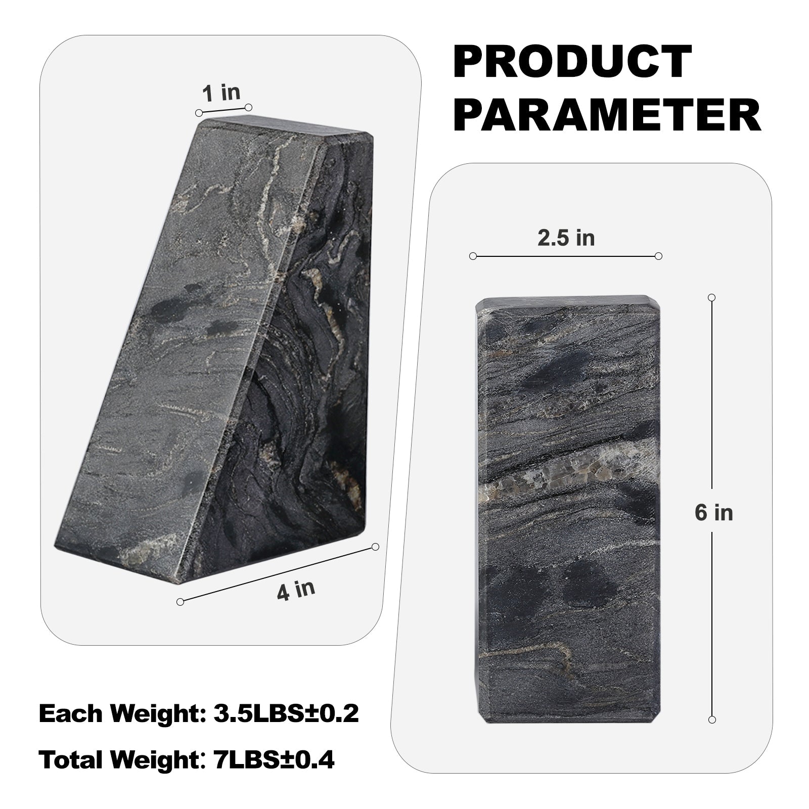 Koville Natural Stone Trapezoid Bookends in Five Sizes in natural stone, product view 117