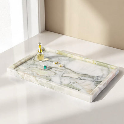 Koville Natural Stone Adhesive Edge Square Trays in Bianco Palomino, product view 1