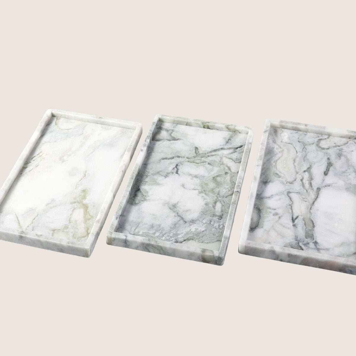 Koville Natural Stone Adhesive Edge Square Trays in Bianco Palomino, product view 3