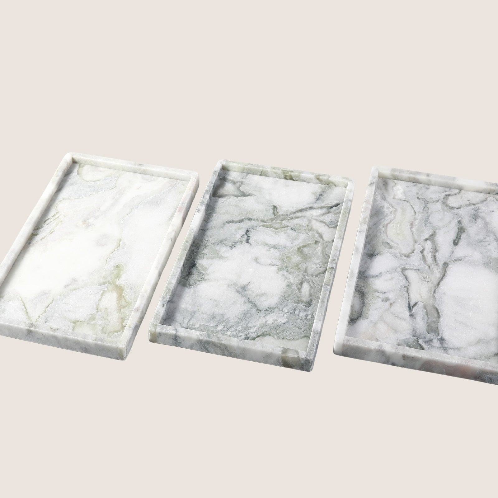 Koville Natural Stone Adhesive Edge Square Trays in Bianco Palomino, product view 3