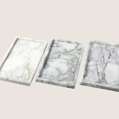 Koville Natural Stone Adhesive Edge Square Trays in Bianco Palomino, product view 3