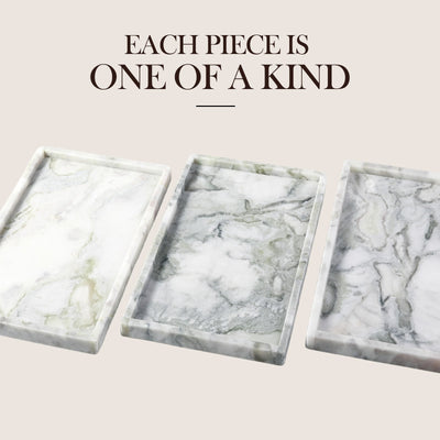 Koville Natural Stone Adhesive Edge Square Trays in Bianco Palomino, product view 4