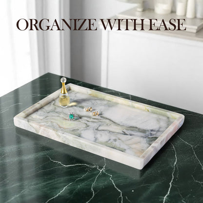 Koville Natural Stone Adhesive Edge Square Trays in Bianco Palomino, product view 5