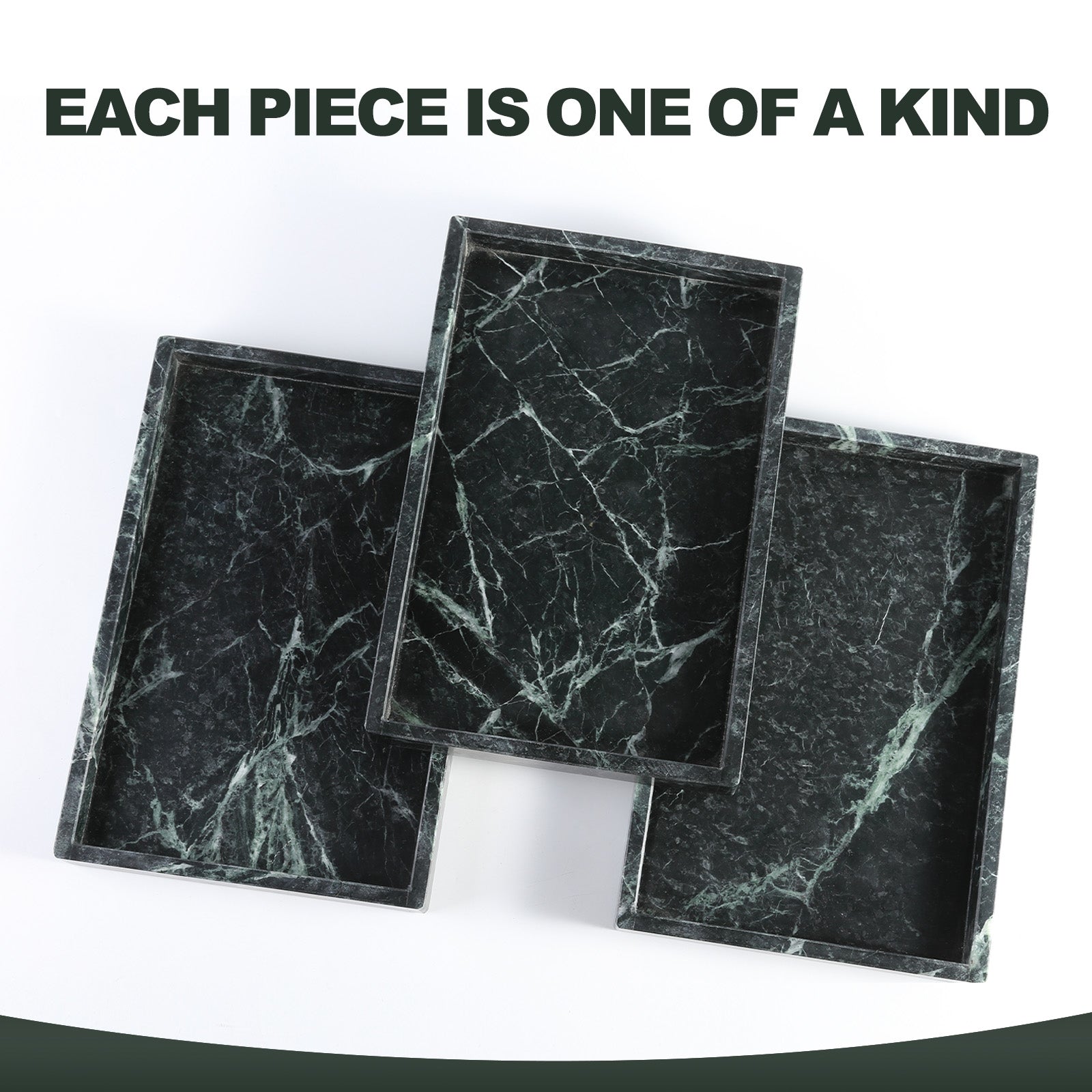 Koville Natural Stone Adhesive Edge Square Trays in Indian Green, product view 8