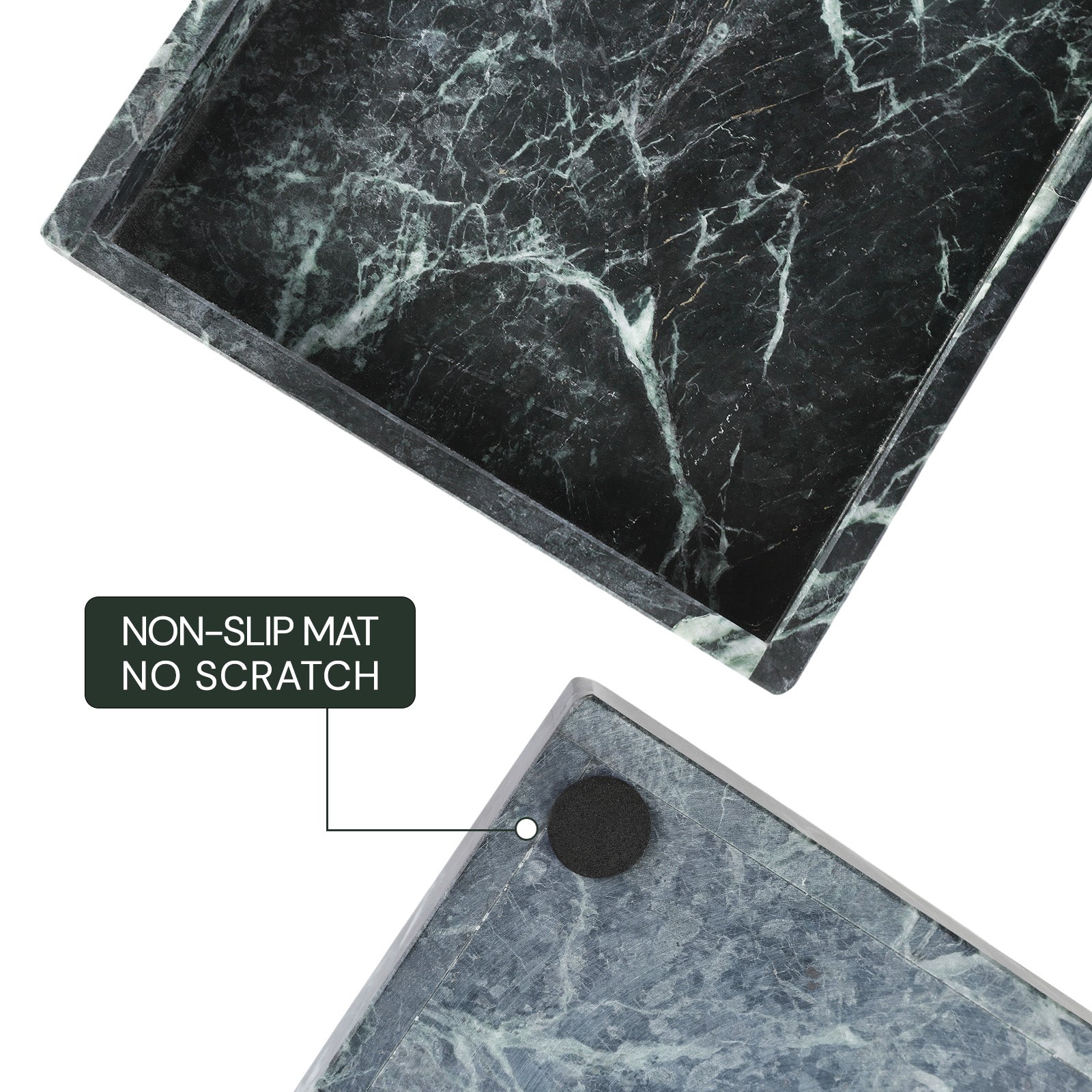 Koville Natural Stone Adhesive Edge Square Trays in Indian Green, product view 10