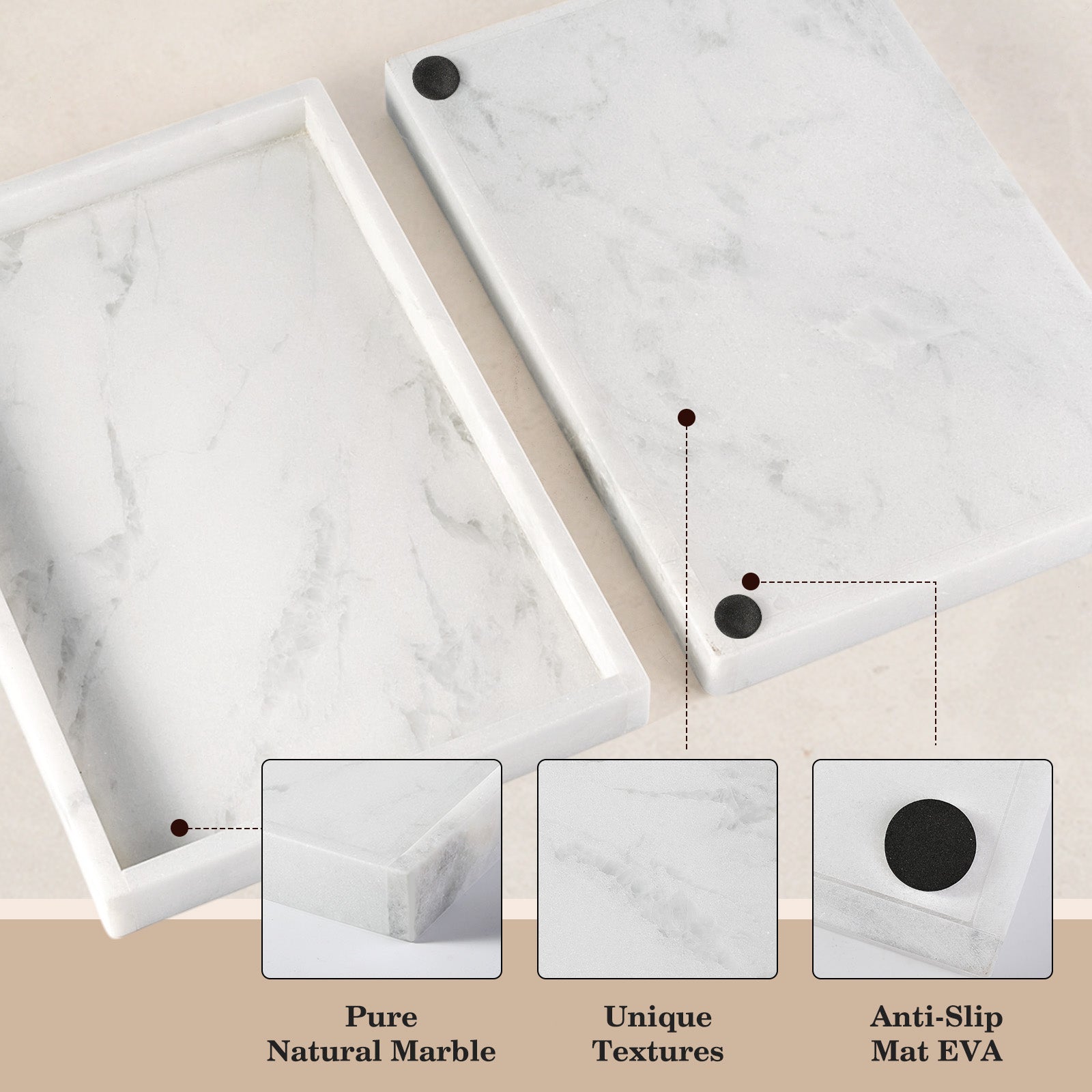 Koville Natural Stone Adhesive Edge Square Trays in Namib Fantasy, product view 16