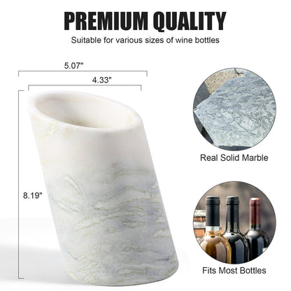 Koville Natural Stone Angled Wine Cooler in Bianco Palomino on a bar counter with a wine bottle