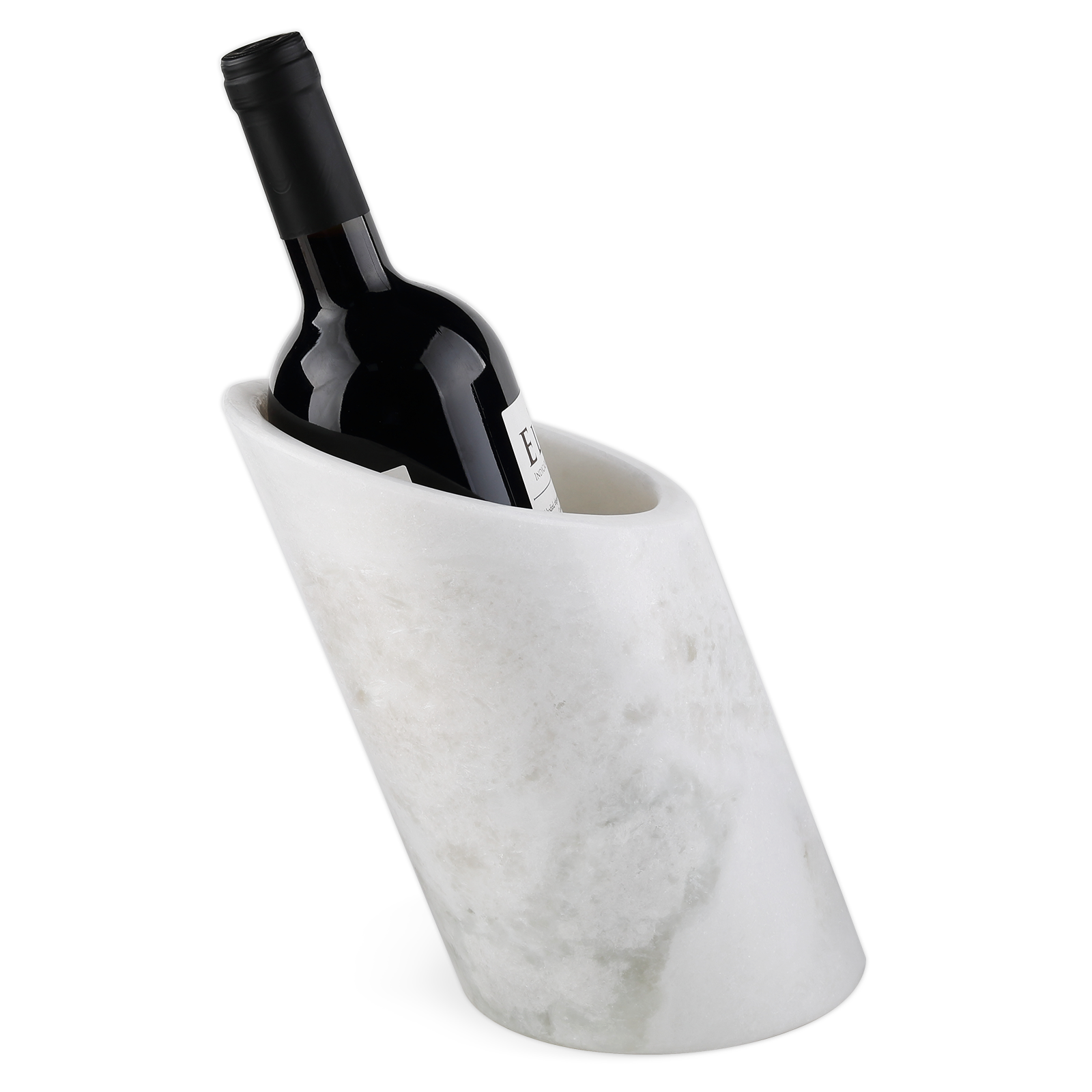 Koville Natural Stone Angled Wine Cooler in Namib Fantasy on a bar counter with a wine bottle