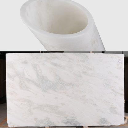 Koville Natural Stone Angled Wine Cooler in Namib Fantasy on a bar counter with a wine bottle
