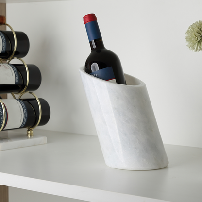 Koville Natural Stone Angled Wine Cooler in Namib Fantasy on a bar counter with a wine bottle