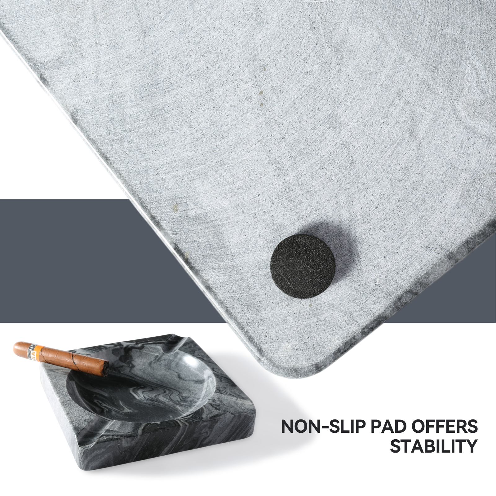 Koville Natural Stone Square Ashtray for Outdoor Tables - 184*184*30 in natural stone, product view 11