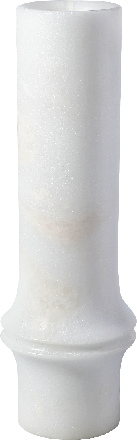 Koville Natural Marble Bamboo Vase for Floral Display in Namib Bianco - decorative form