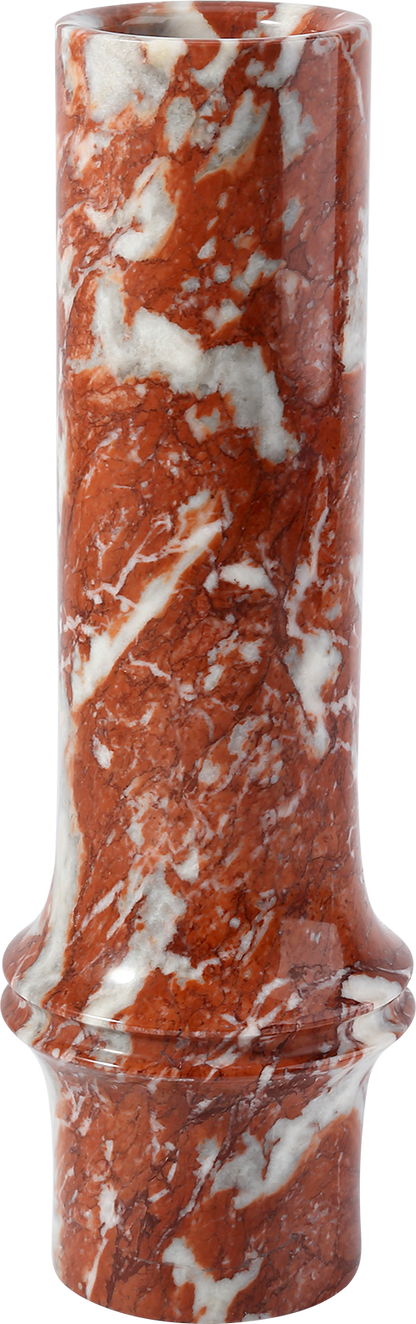 Koville Natural Marble Bamboo Vase for Floral Display in Rosso Francia - natural stone finish