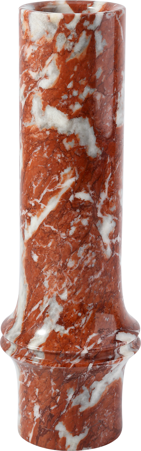 Koville Natural Marble Bamboo Vase for Floral Display in Rosso Francia - natural stone finish